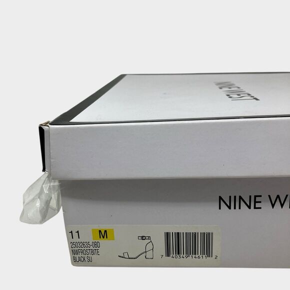 Nine West Open Toe Pumps 11M Black Suede Heels Ankle Strap Frostbite - Picture 13 of 13